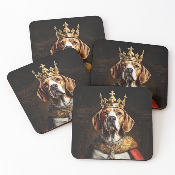 Item preview, English Beagle dog king with majestic crown designed and sold by WallyPink.