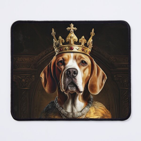Item preview, English Beagle dog king with majestic crown designed and sold by WallyPink.