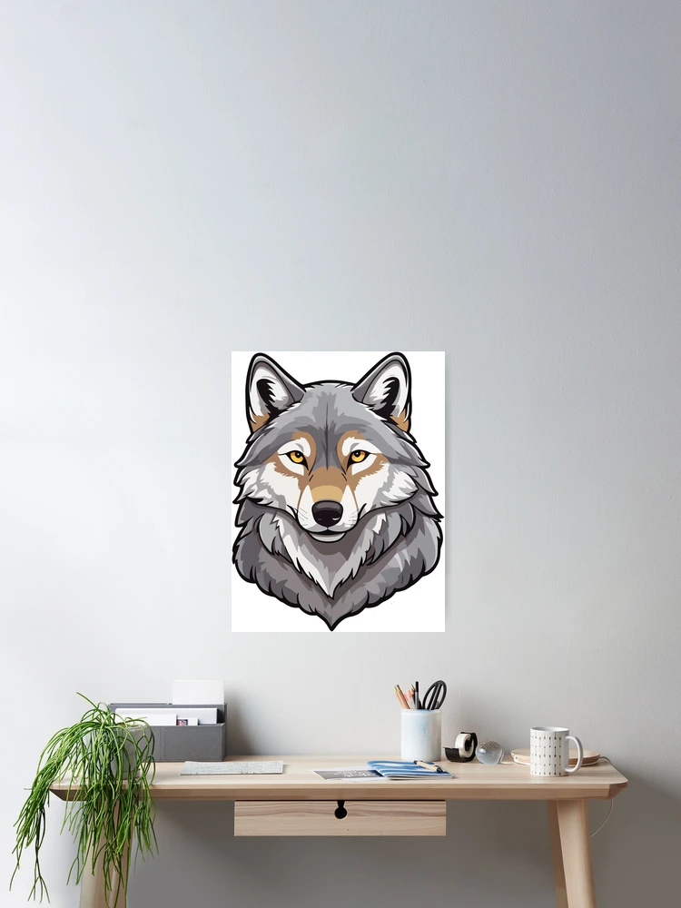 Thumbnail 2 of 3, Poster, Adult wolf looking forward designed and sold by StickerLab4.