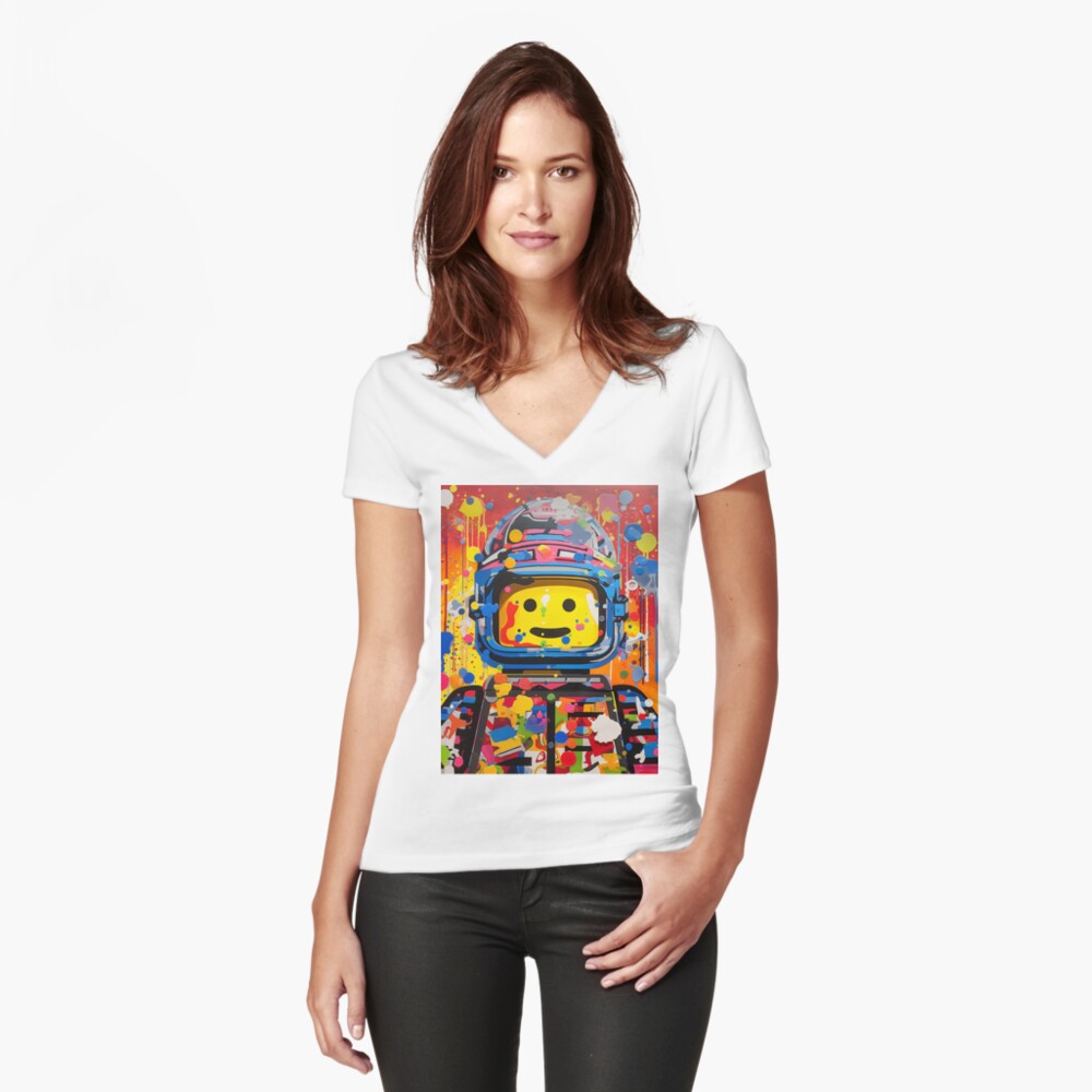 Item preview, Fitted V-Neck T-Shirt designed and sold by cobblzstudio.