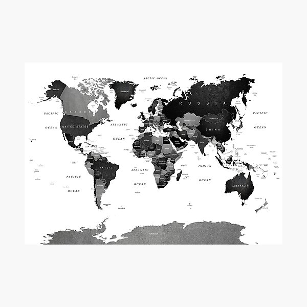 Item preview, Monochrome World Map designed and sold by UrbanEpiphany.
