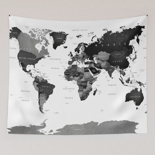 Item preview, Monochrome World Map designed and sold by UrbanEpiphany.