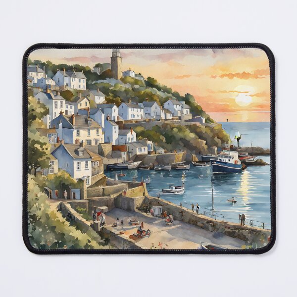 Item preview, Captivating Mevagissey Sunset: Watercolor Beauty designed and sold by LSVart.