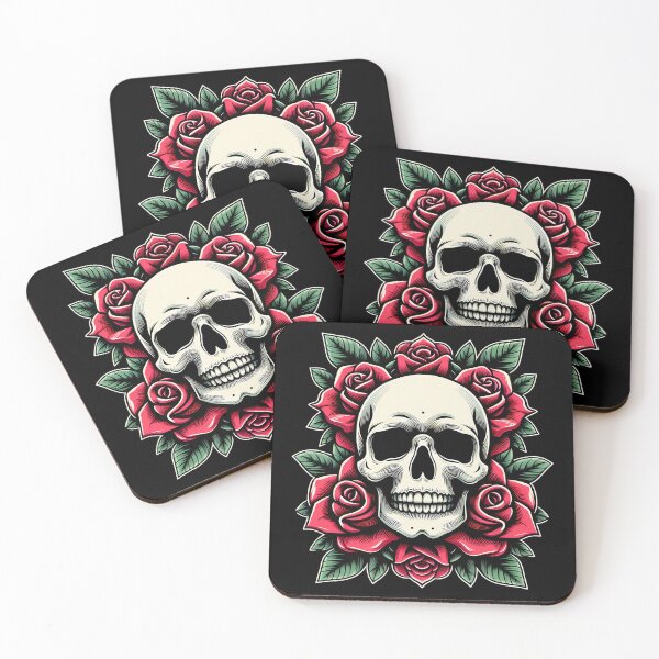Item preview, Skull with red roses designed and sold by CreativeSparkzz.