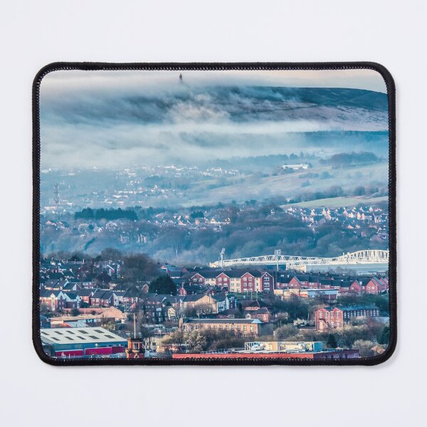 Item preview, Blackburn Town with Fog & Mist over Darwen Moors designed and sold by Shafiq Khan.