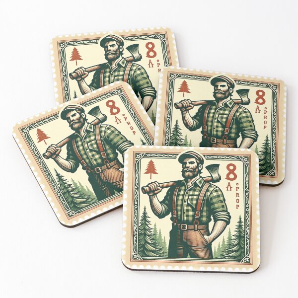Item preview, Vintage Lumberjack Stamp Collector Postage designed and sold by LumberEchoArts.