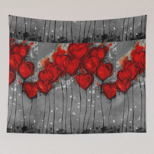 Item preview, Hearts On Fire Red Heart Art On Gray designed and sold by Sharon Cummings Art.