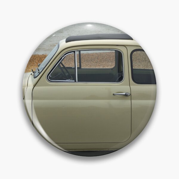 Item preview,  Classic Cream Coloured Fiat 500 parked on seafront promenade beach and sea in background.	 designed and sold by Umdash919.