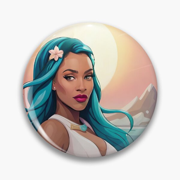 Item preview, Glam Woman Teal Hair Belted Goddess Sunset Backdrop designed and sold by Melan Designs.