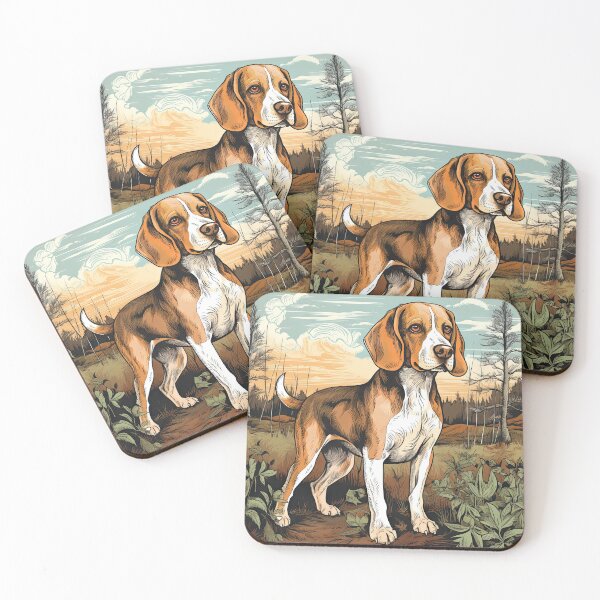 Item preview, Hunting dog beagle dog in retro vintage style designed and sold by WallyPink.