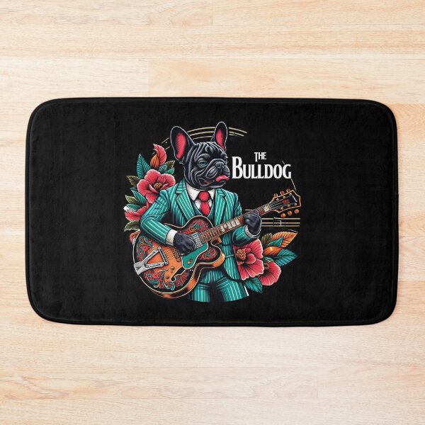 Item preview, french bulldog t-shirts in a suit playing the guitar - Black designed and sold by PrintyArts.