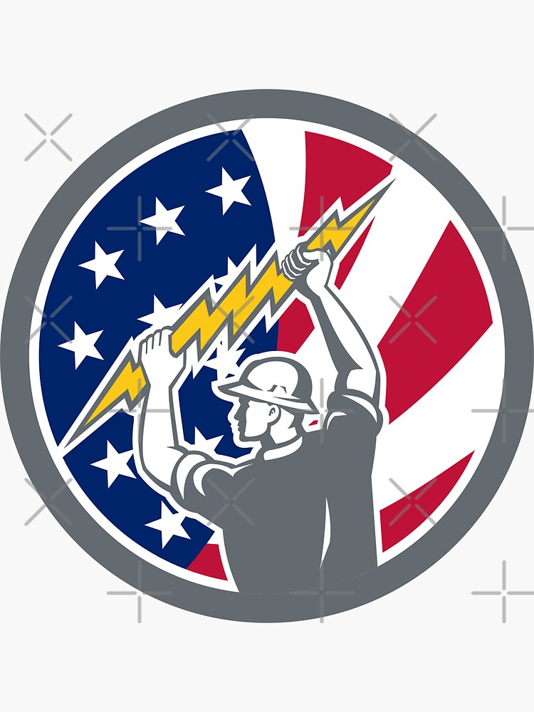"American Electrician USA Flag Icon" Sticker for Sale by patrimonio