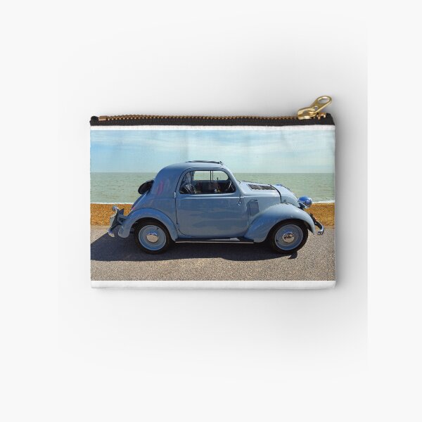 Item preview, Classic Fiat 500 parked on seafront promenade beach and sea in background. designed and sold by Umdash919.
