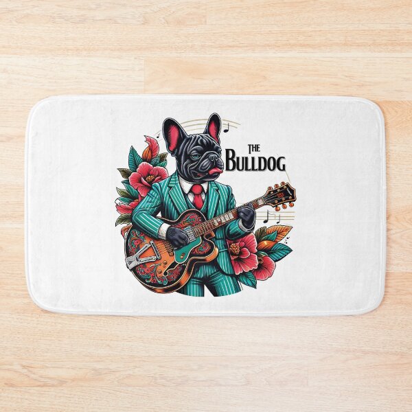Item preview, french bulldog t-shirts in a suit playing the guitar - White designed and sold by PrintyArts.