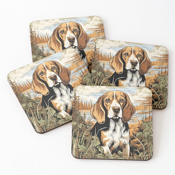 Item preview, Hunting dog beagle dog in retro vintage style designed and sold by WallyPink.