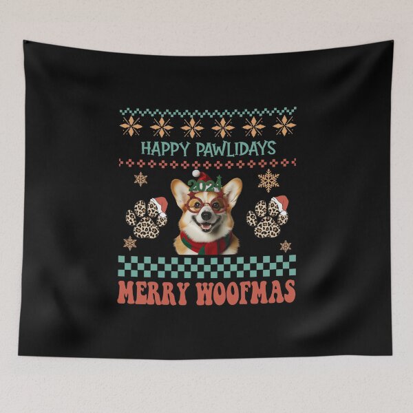 Item preview, "Festive Pembroke Welsh Corgi Ugly Christmas Sweater Design - Happy Pawlidays" designed and sold by Xhevahir.