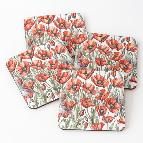 Item preview, Watercolor poppies, light theme designed and sold by PragmaticP.