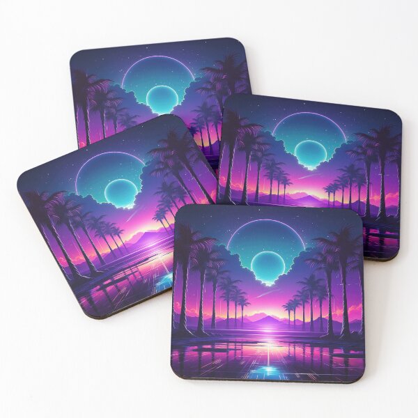 Item preview, Coolwave Canvas: Sunset Serenade in Synth Dreams designed and sold by Mullet Monkey.