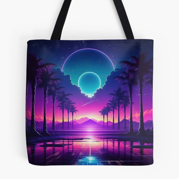 Item preview, Coolwave Canvas: Sunset Serenade in Synth Dreams designed and sold by Mullet Monkey.