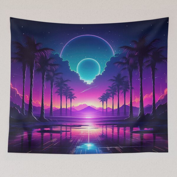 Item preview, Coolwave Canvas: Sunset Serenade in Synth Dreams designed and sold by Mullet Monkey.