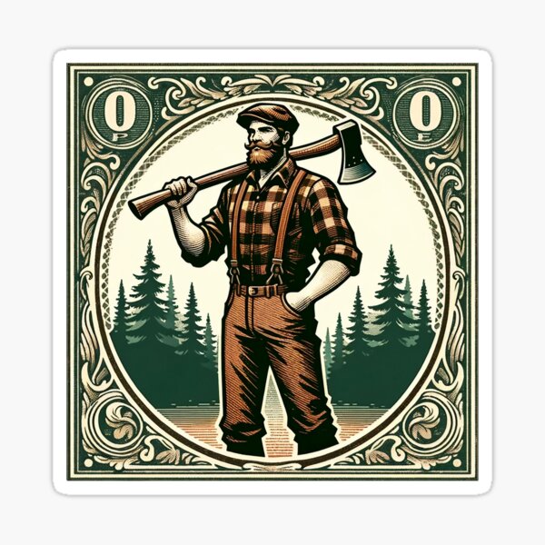 Item preview, Retro Lumberjack with Axe Stamp Collector Postage designed and sold by LumberEchoArts.