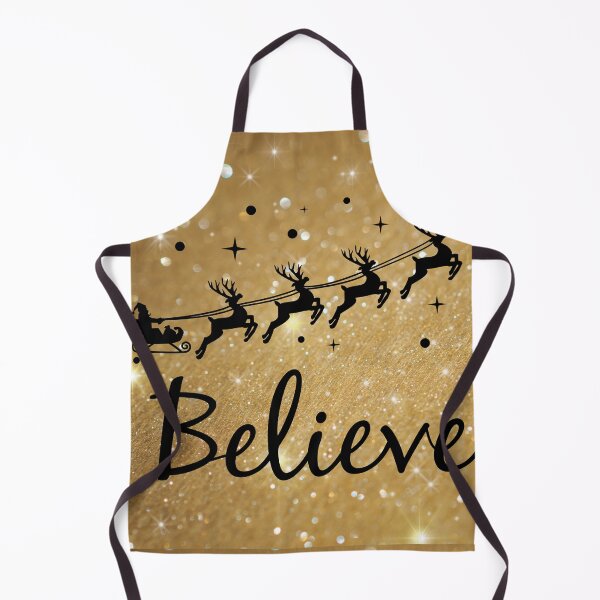 Item preview, Believe Gold Sparkles with Santa on His Sleigh! designed and sold by TidyKitchenInc.