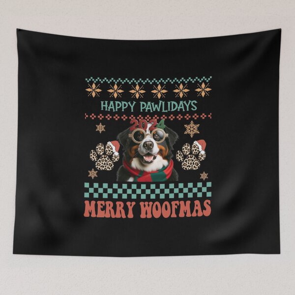 Item preview, "Festive Bernese Mountain Dog Ugly Christmas Sweater Design - Happy Pawlidays" designed and sold by Xhevahir.