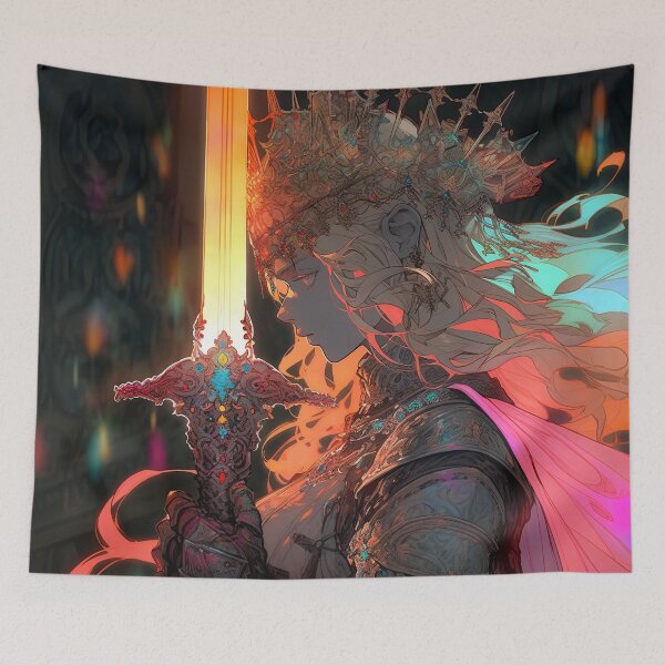 Item preview, Regal Warrior Princess Neon Sword Anime Girl designed and sold by bubblegoth.