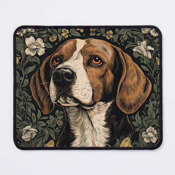 Item preview, Beagle hound dog portrait with floral patterns in retro style designed and sold by WallyPink.