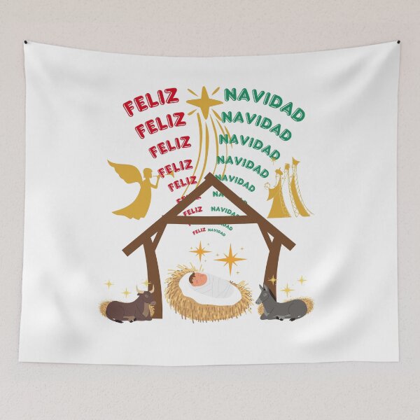 Item preview, Feliz Navidad con el bebe Jesus, los angeles y 3 Reyes designed and sold by Verle-art.