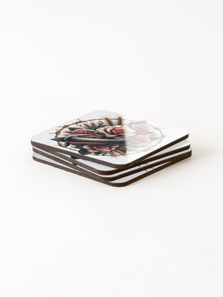 Thumbnail 4 of 5, Coasters (Set of 4), Snake & Roses designed and sold by OFDesignGallery.