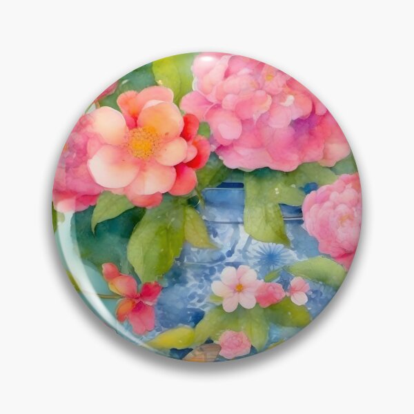Item preview, Flowers and butterflies in chinoiserie jar watercolor painting designed and sold by SophieClimaArt.