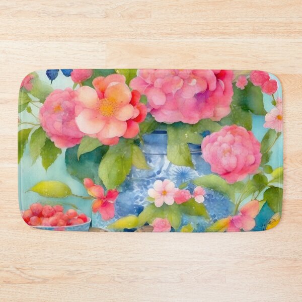 Item preview, Flowers and butterflies in chinoiserie jar watercolor painting designed and sold by SophieClimaArt.