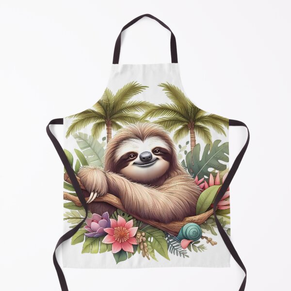 Item preview, A cute sloth relaxes in the forest with his favorite flowers designed and sold by CreativeSparkzz.