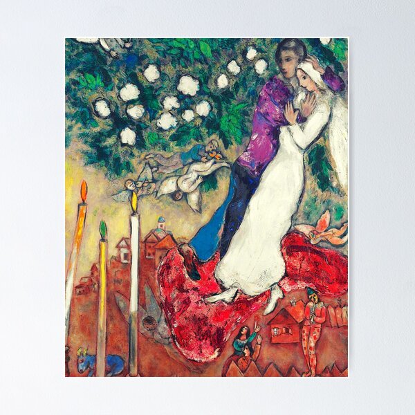 Item preview, The Three Candles, 1938 - 1940 marc chagall paintings marc chagall artwork couples designed and sold by Rayscompany.