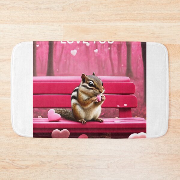 Item preview, chipmunk with candy hearts and a "love you" message designed and sold by seahorse crossing.