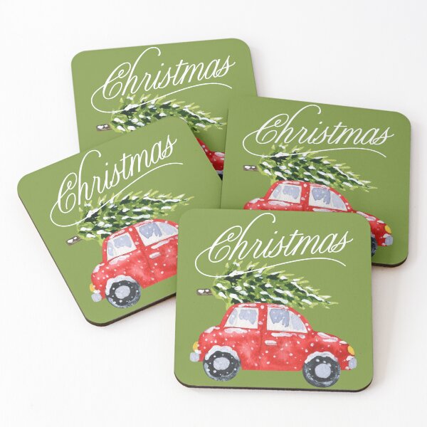 Item preview, Green Christmas Tree with Red Car! designed and sold by TidyKitchenInc.