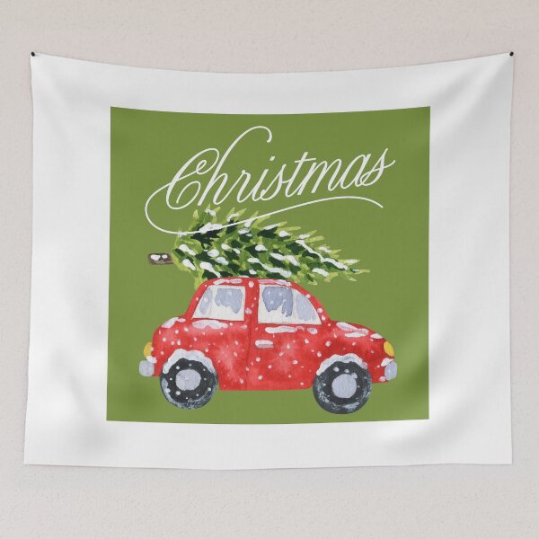 Item preview, Green Christmas Tree with Red Car! designed and sold by TidyKitchenInc.