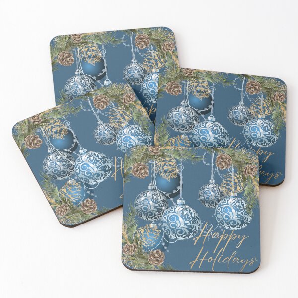 Item preview, Happy Holidays Blue Ornaments with Pine Cones! designed and sold by TidyKitchenInc.
