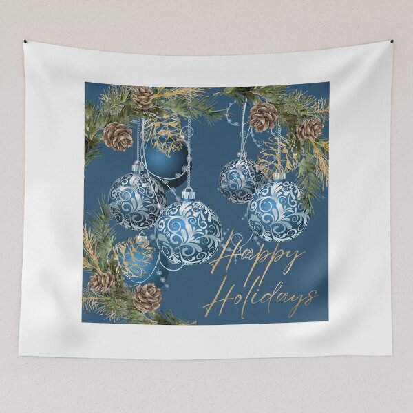 Item preview, Happy Holidays Blue Ornaments with Pine Cones! designed and sold by TidyKitchenInc.