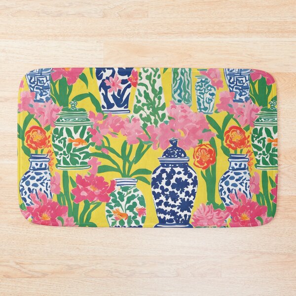 Item preview, Chinoiserie ginger jars on yellow designed and sold by SophieClimaArt.