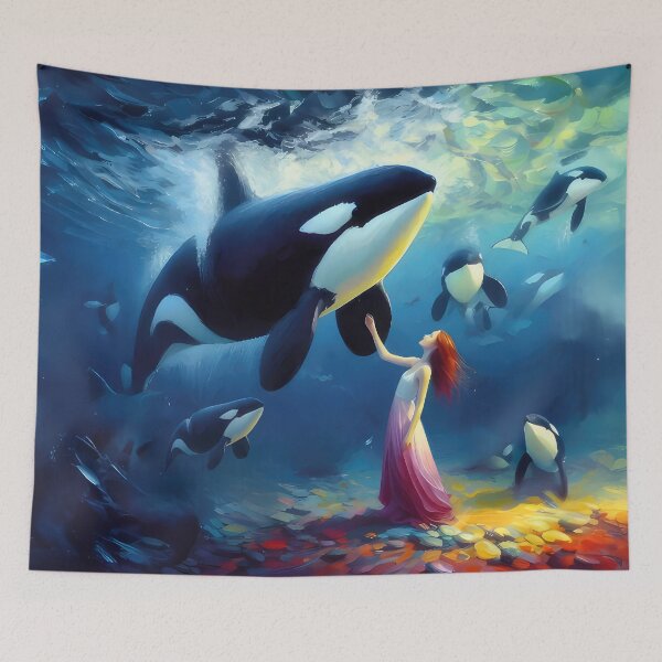 Item preview, Orca dances with mermaid designed and sold by Wallisart.