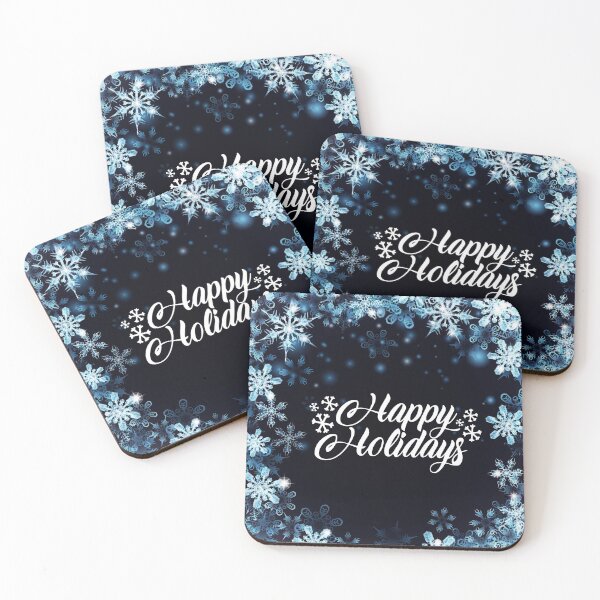 Item preview, Happy Holidays White & Dark Blue Snowflakes! designed and sold by TidyKitchenInc.