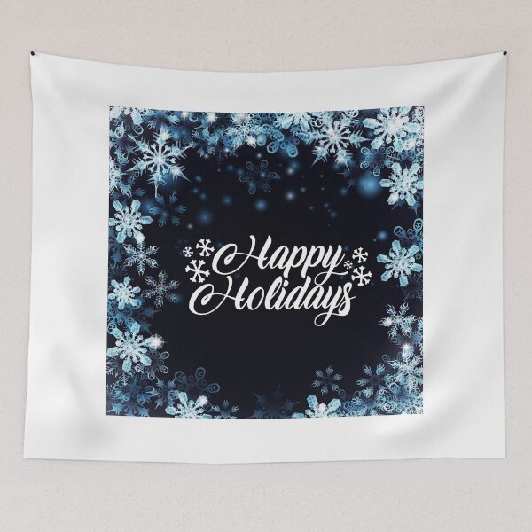 Item preview, Happy Holidays White & Dark Blue Snowflakes! designed and sold by TidyKitchenInc.