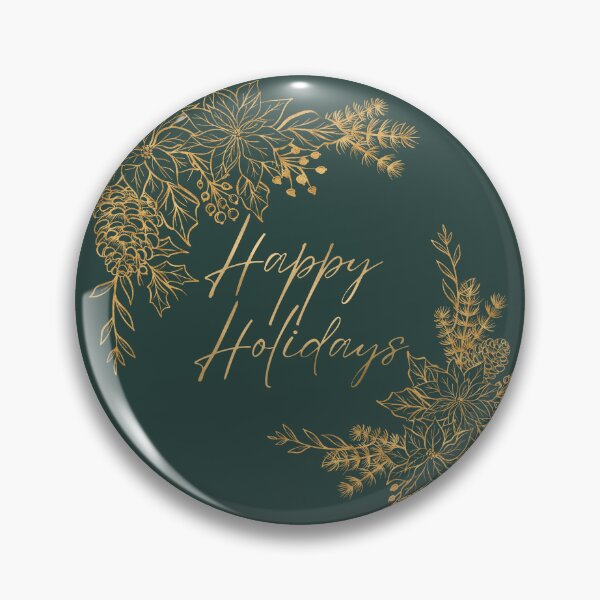 Item preview, Happy Holidays Jade Green with Gold Poinsettia! designed and sold by TidyKitchenInc.