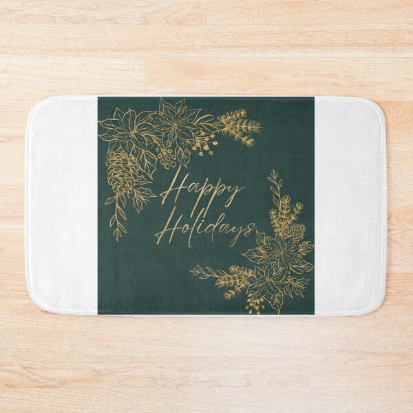 Item preview, Happy Holidays Jade Green with Gold Poinsettia! designed and sold by TidyKitchenInc.