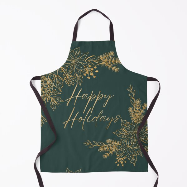 Item preview, Happy Holidays Jade Green with Gold Poinsettia! designed and sold by TidyKitchenInc.