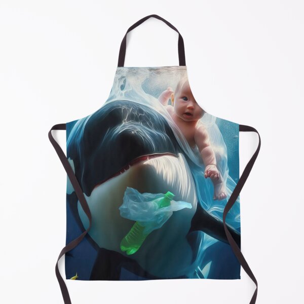 Item preview, Orca with baby in plastic waste designed and sold by Wallisart.