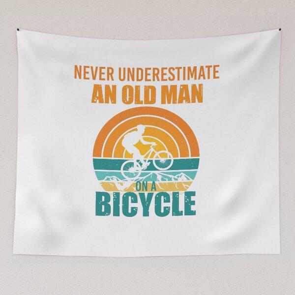 Item preview, never underestimate an old man on a bicycle designed and sold by TshirtTalkYou.