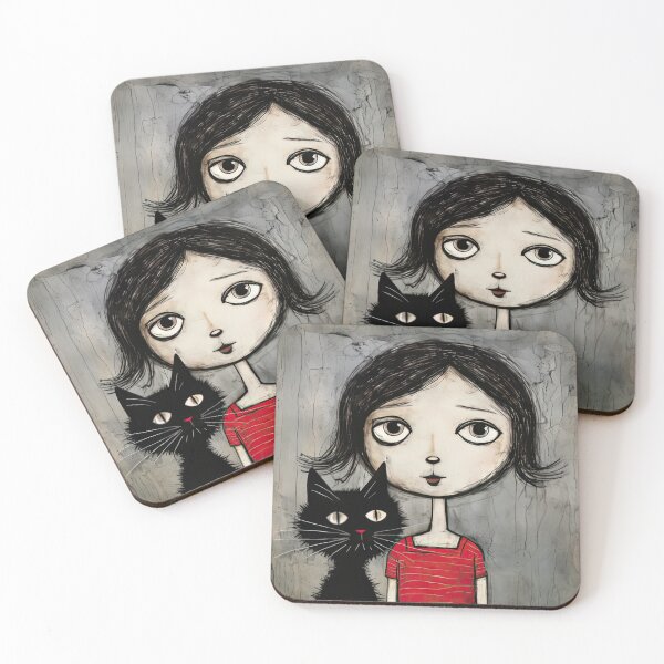 Item preview, Whimsical Connection: Girl and Cat designed and sold by ai1art.